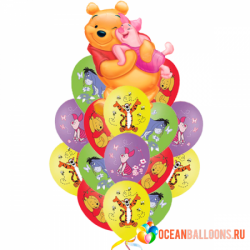 Букет «Винни с Пяточком» из 16 шаров