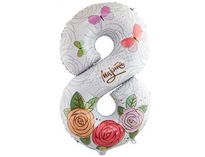 Гелиевые шар Цифра 8 МАРТА Розы